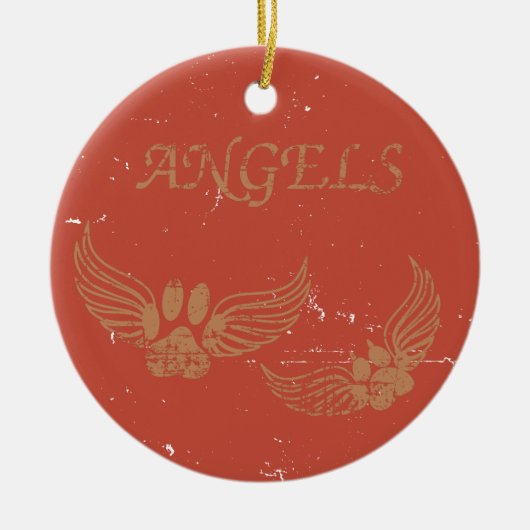 Disted Angel Pet Paws Red Keramisch Ornament (Voorkant)