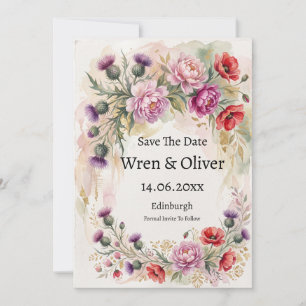 Distel Klaproos Pioen Wilde Bloem Bewaar De Datum Save The Date