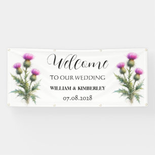 Distel Schotland Bloemen Rustieke Elegante Trouwda Spandoek