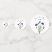 Distel Schotse Paarse bloemige Watercolor Bruiloft Confetti (Achterkanten)