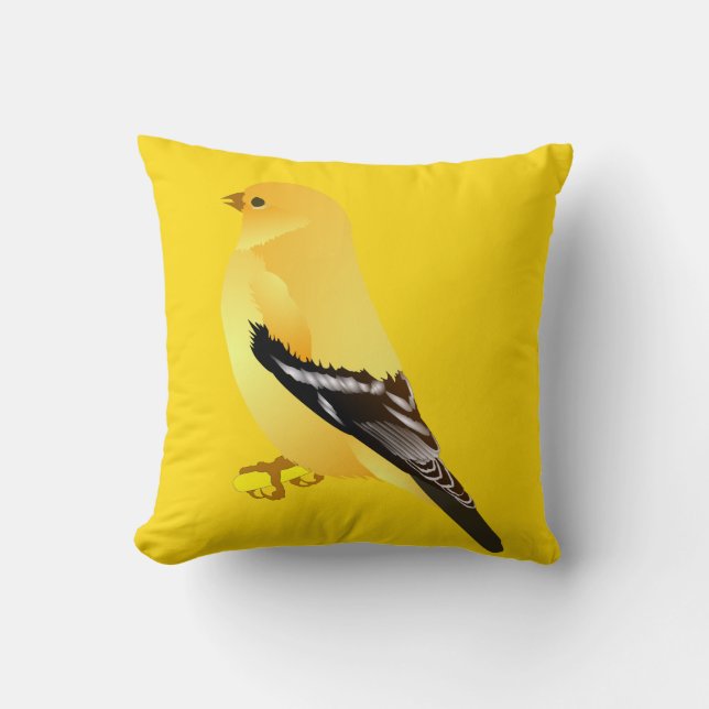 Distelgele vogelworp kussen (Voorkant)