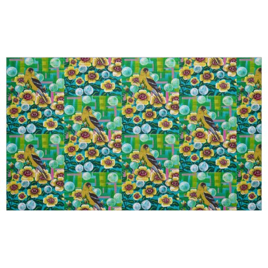 Distelvink in Tuin Bubbles Stof (Fat Quarter)