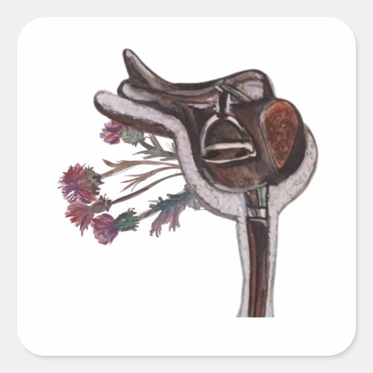 distelzadel vierkante sticker (Voorkant)