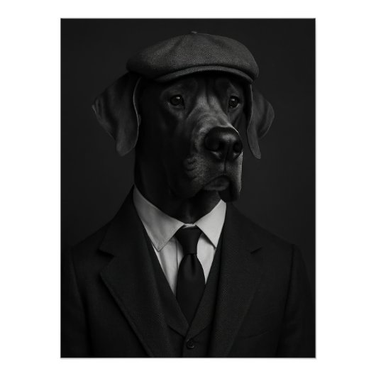 Distinguished Great Dane in Suit & Flat Cap Perfect Poster (Voorkant)