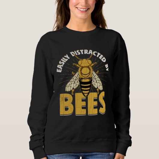 Distracted By Bees Beekeeper Beekeeping Honey Gra Trui (Voorkant)