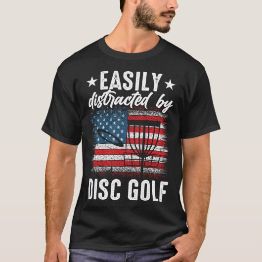 Distracted By Disc Golf Golfing Player Golfer Spor T-shirt (Voorkant)