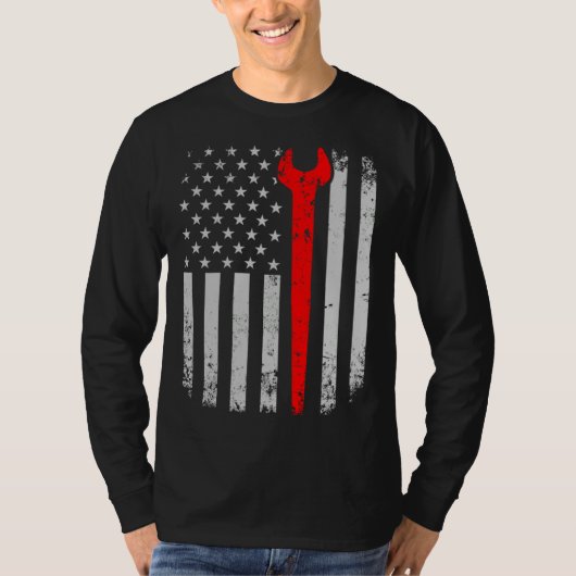 Distress American Flag Ironworker T-shirt (Voorkant)