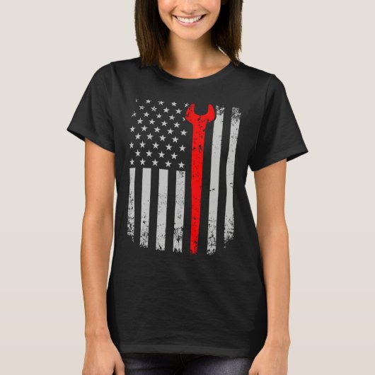 Distress American Flag Ironworker T-shirt (Voorkant)