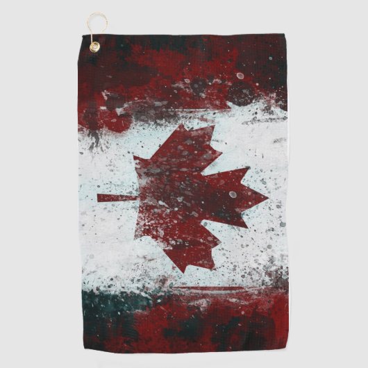 Distress Canada Flag Grunge Golfhanddoek (Voorkant)