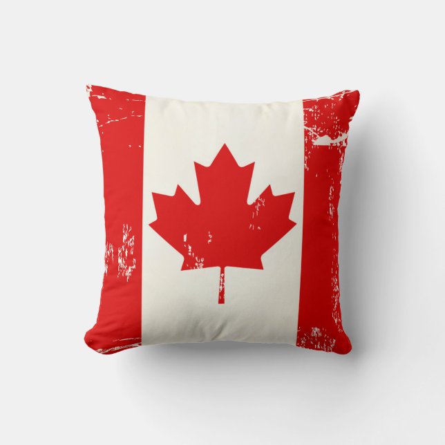 Distress Grunge Canada Flag Maple Leaf Kussen (Voorkant)