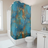 Distress Patina Copper Turquoise Grunge Douchegordijn (In situ)