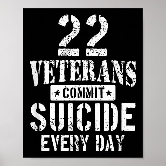 Distressed 22 Veterans Commit Suicide Every Day  Poster (Voorkant)