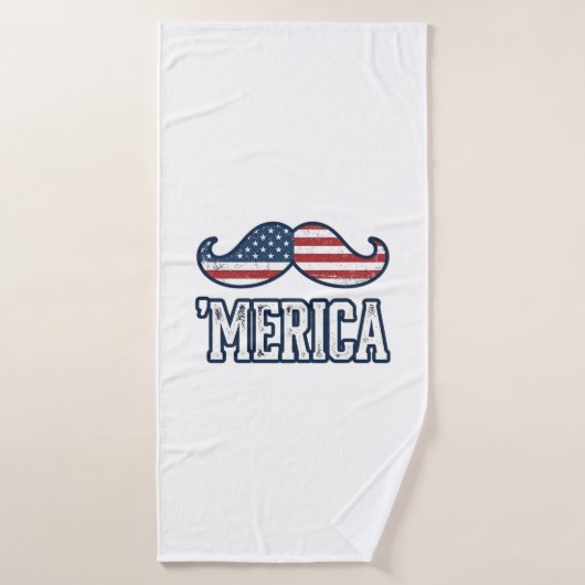 Distressed America Mustache Patriotic Vector Desig (Serviette de bain)