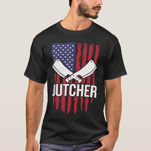 Distressed American Flag Butcher Cleaver T-shirt (Voorkant)