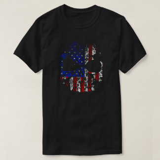 Distressed American Flag Skull T-shirt