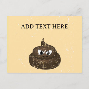 Distressed Angry Cartoon Poop Aangepaste tekst Briefkaart
