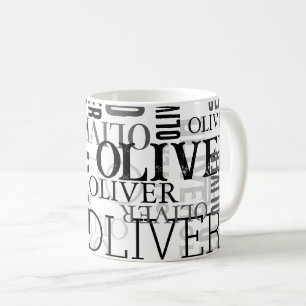 Distressed Black Typography Cool Modern Koffiemok