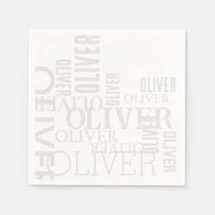 Distressed Bleek Grey Typography Wit Servet
