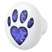 Distressed Blue Heart Pawprint Keramische Knop (Rechts)