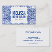 Distressed Blue Tegel Pattern Designers Visitekaartje (Voorkant / Achterkant)