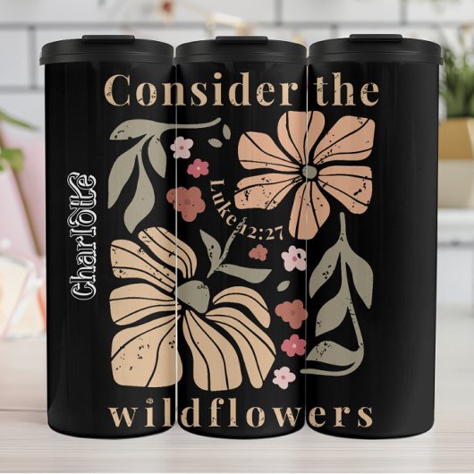 Distressed Boho Wildflowers Graphic Thermosbeker