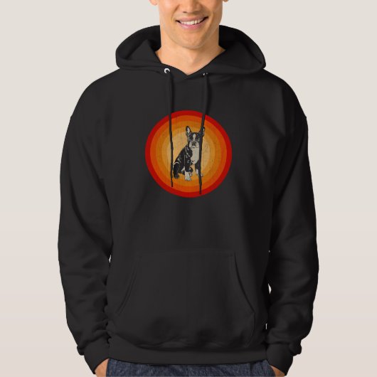 Distressed Boston Terrier  Retro Style Hoodie (Voorkant)