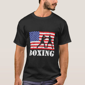 Distressed Boxing Usa American Flag Boxer Fighter T-shirt