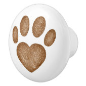 Distressed Brown Heart Pawprint Ceramic Knob Keramische Knop (Rechts)