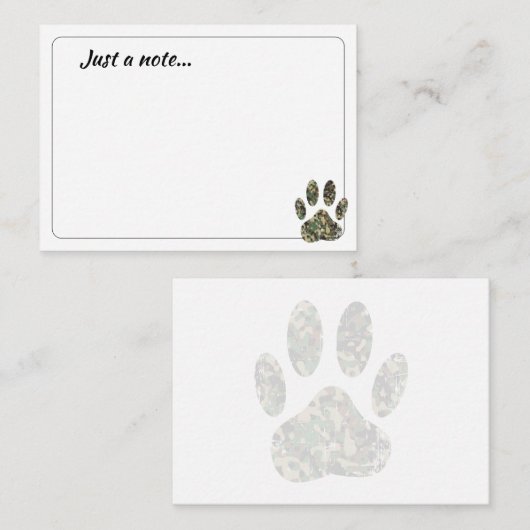 Distressed Camo Dog Paw Print Just a Note Notitiekaartje (Voorkant / Achterkant)