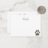 Distressed Camo Dog Paw Print Monogram Notitiekaartje (Voorkant / Achterkant in situ)