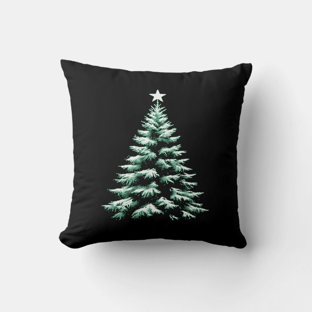 Distressed Christmas Tree Green Peppermint Stripes Kussen (Voorkant)