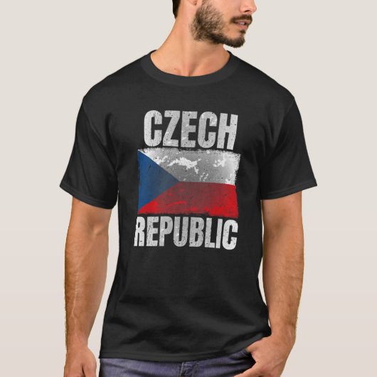 Distressed Czech Republic Flag Graphic For Men Wom T-shirt (Voorkant)