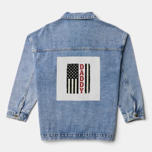 Distressed Daddy American Flag Shirt Design_1 Denim Jacket (Achterkant)
