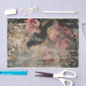 Distressed Dark Floral Raven Decoupage Tissuepapier (Craft)
