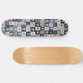 Distressed Denim Patchwork Skulls Floral Skateboard (Horizontaal)