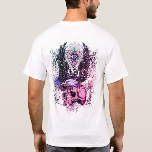 Distressed Eagle, Skull, & All Seeing Eye T-shirt (Achterkant)