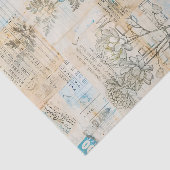 Distressed Ephemera Collage with Blue Highlights Tissuepapier (Detail)