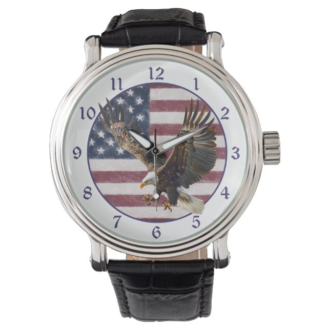 Distressed Flag Eagle Landing Horloge (Voorkant)