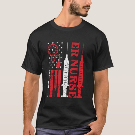 Distressed Flag For Emergency Room Er Nurses T-shirt (Voorkant)