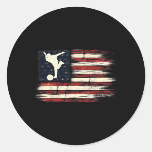 Distressed Flag Patriottisch cadeau voor bowlers Ronde Sticker