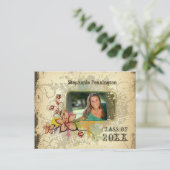 Distressed foto afstudeerfeest aankondiging (Staand voorkant)