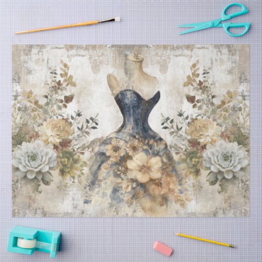 Distressed Girly Ephemera Floral Collage Scrapbook Tissuepapier (Craft)