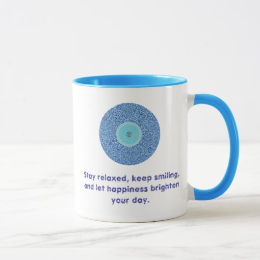 Distressed Good Vibes Blue Evil Eye Heart Pattern Mok (Rechts)
