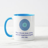 Distressed Good Vibes Blue Evil Eye Heart Pattern Mok (Links)