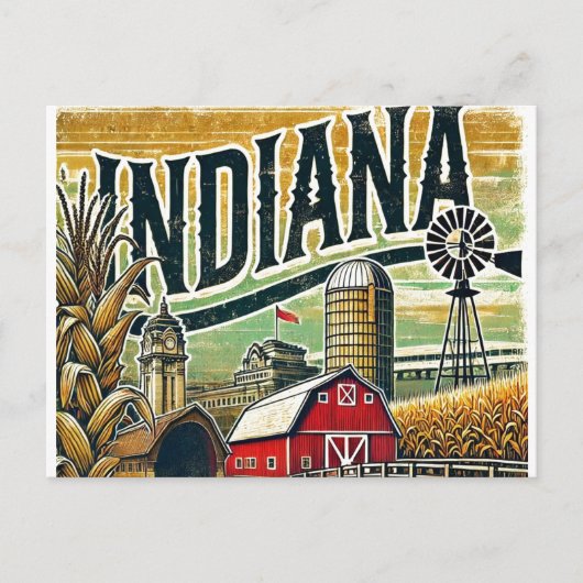 Distressed Grunge Indiana Briefkaart (Voorkant)