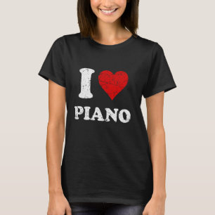 Distressed Grunge Versleten Stijl Ik hou van piano T-shirt