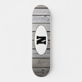 Distressed Grunge Wood Grain Monogram Skateboard