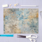 Distressed Grungy Blue Floral Ephemera Collage Tissuepapier (Craft)