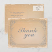 Distressed gunmetal grijs  scroll bedankt briefkaart (Voorkant / Achterkant)