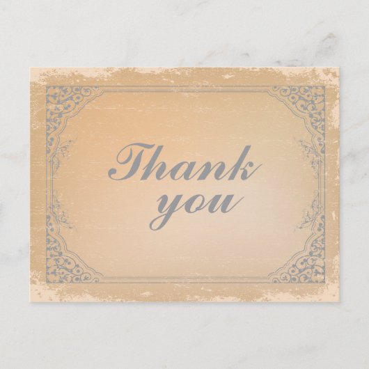 Distressed gunmetal grijs  scroll bedankt briefkaart (Voorkant)